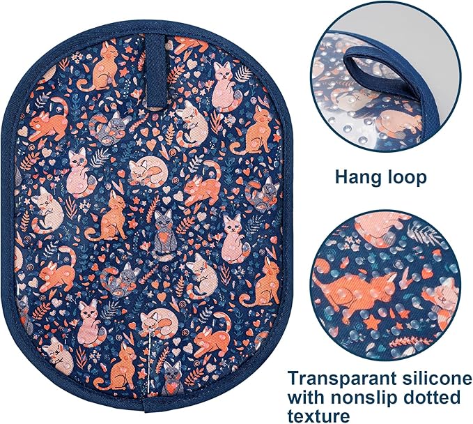 Pot Holders Set of 2 with Transparent Clear Silicone Shell and Nice Cat Flower - Image 3