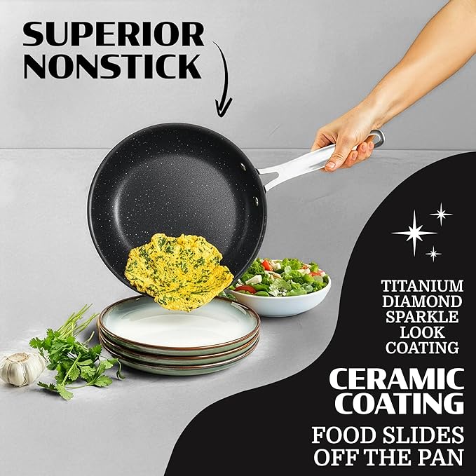 Granitestone Ceraluxe 20 Pc Ceramic Cookware Set Nonstick, Complete Pots and - Image 5