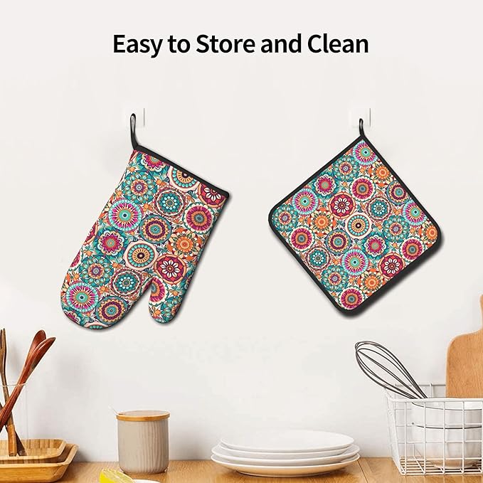 Boho Oven Mitts and Pot Holders - Image 6