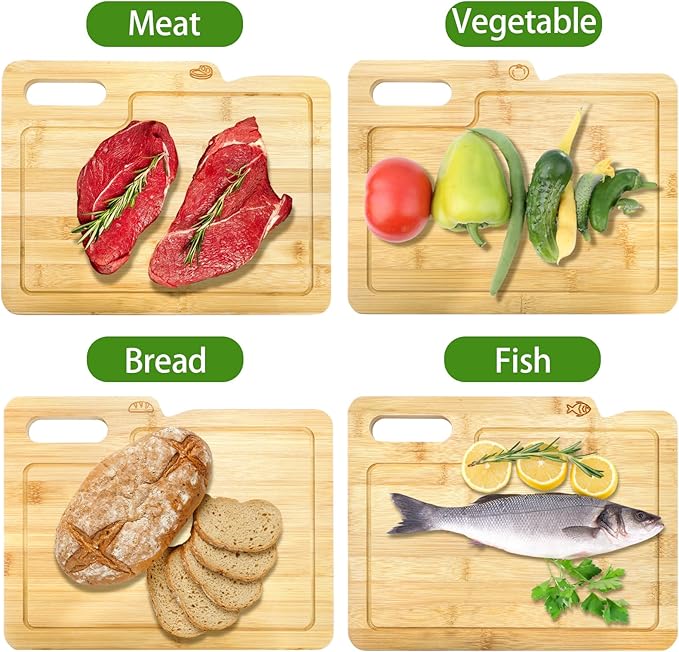 ZENFUN 4 Pack 12.5"L x 9.8"W Bamboo Cutting Boards - Image 5