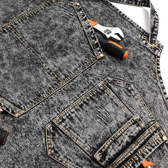 Jeanerlor - Cotton Denim Shop Black Tool Aprons - Jean Work Aprons - Image 8