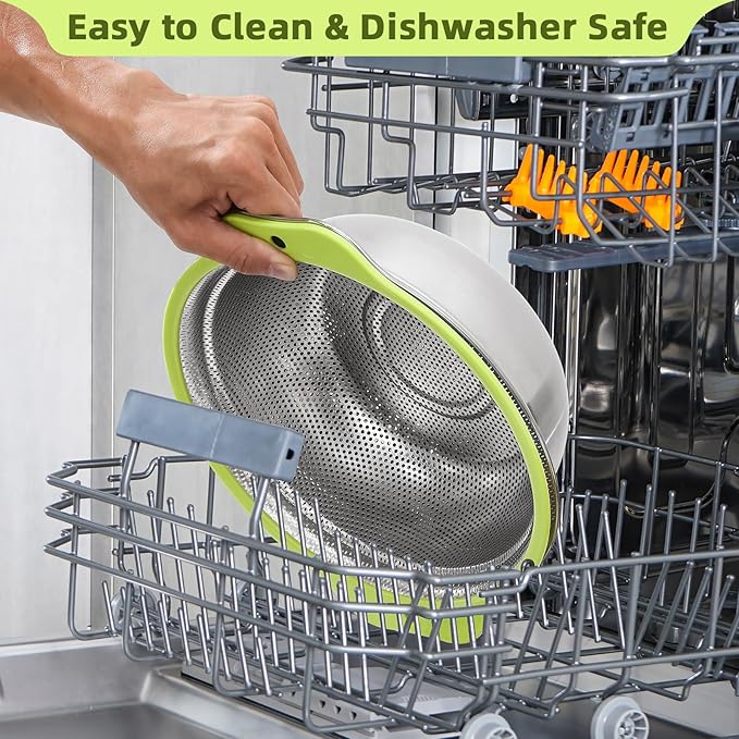 Colander Stainless Steel Microporous, 4QT Large Capacity Rice Strainer - Image 5