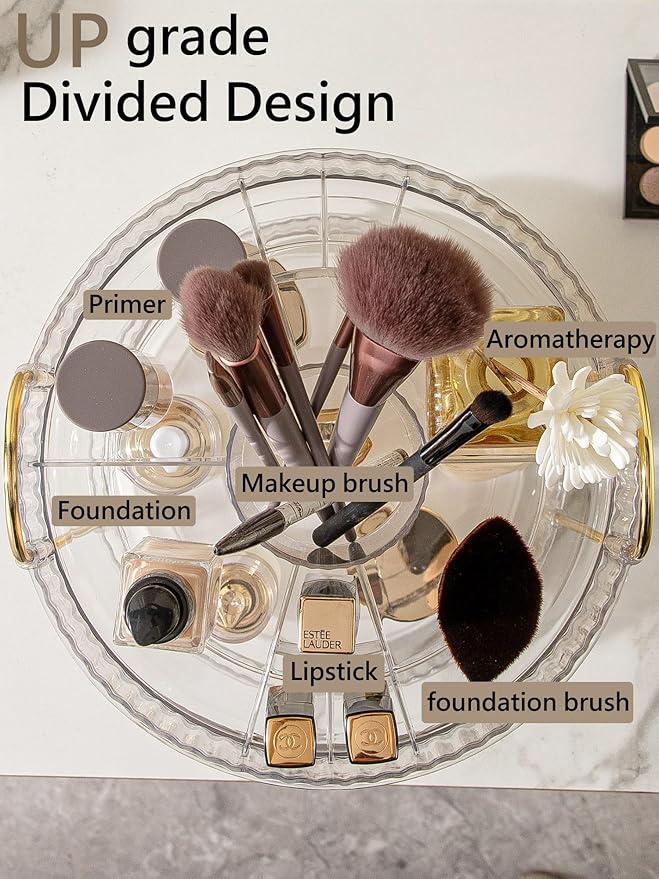 Asayuee 360 Rotating Makeup Organizer, 3 Tier Large Capacity Make Up Organizers - Image 2