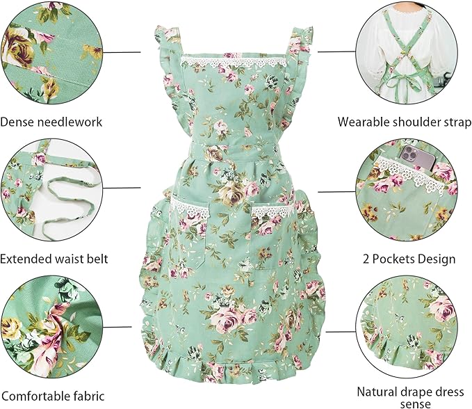 Funny Aprons for Women with Pockets, Kitchen Cooking Grilling Bbq Cute Chef - Image 4