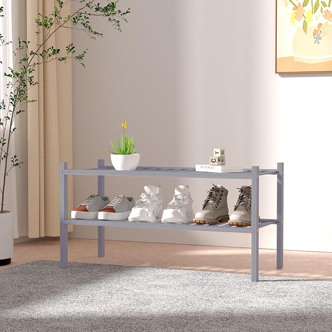 ROMGUAR CRAFT 2 Tier Bamboo Shoe Rack - Image 2