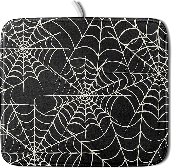 Halloween Dish Drying Mat for Kitchen Counter 16x18 Spider Web Black Holiday by Aytipun