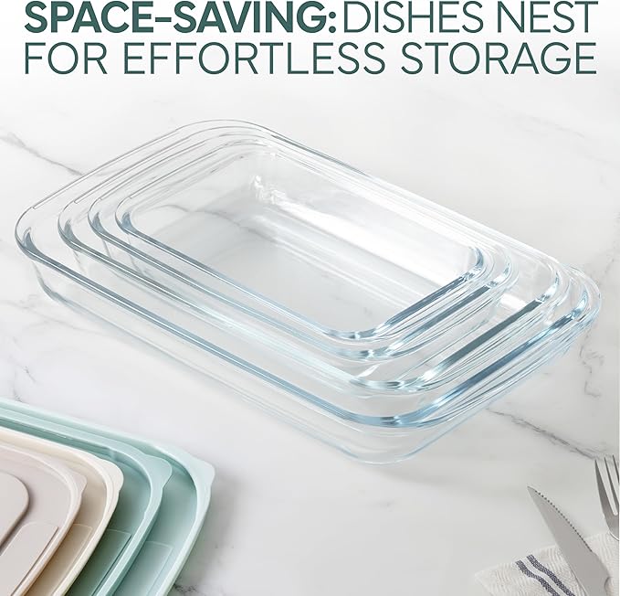 COOK WITH COLOR 8-Piece Deep Glass Baking Dish Set with Plastic Lids – - Image 4