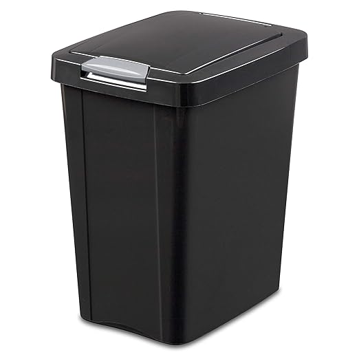 Sterilite 10439004 7.5 Gallon Black Plastic TouchTop Wastebasket by Sterilite