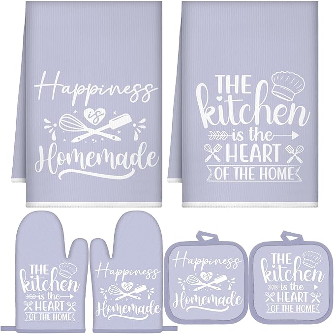 Sratte 6 Pcs Kitchen Decor Accessories Set Farmhouse Towels Pot Holders Oven by Sratte