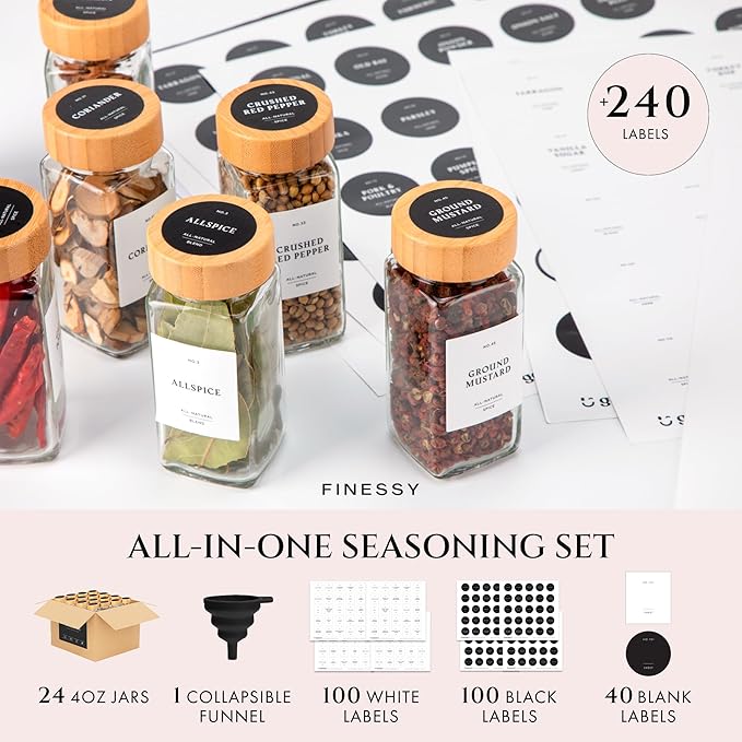 FINESSY Bamboo Glass Spice Jars - Image 4