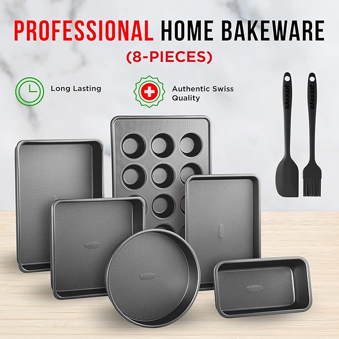 Bakeware Set – 8 Piece – Non-Stick Professional Home Bakeware – Multi Sized - Image 3