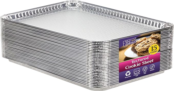 Aluminum Pans Half Size Textured Cookie Sheet 15 Count Durable Nonstick Baking by NicoleHomeCollection
