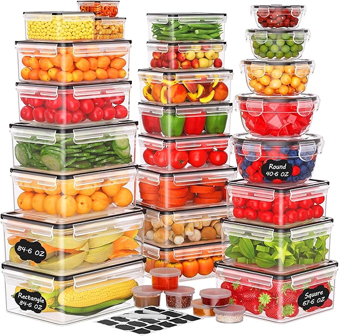 62 PCS Large Food Storage Containers by JSCARES