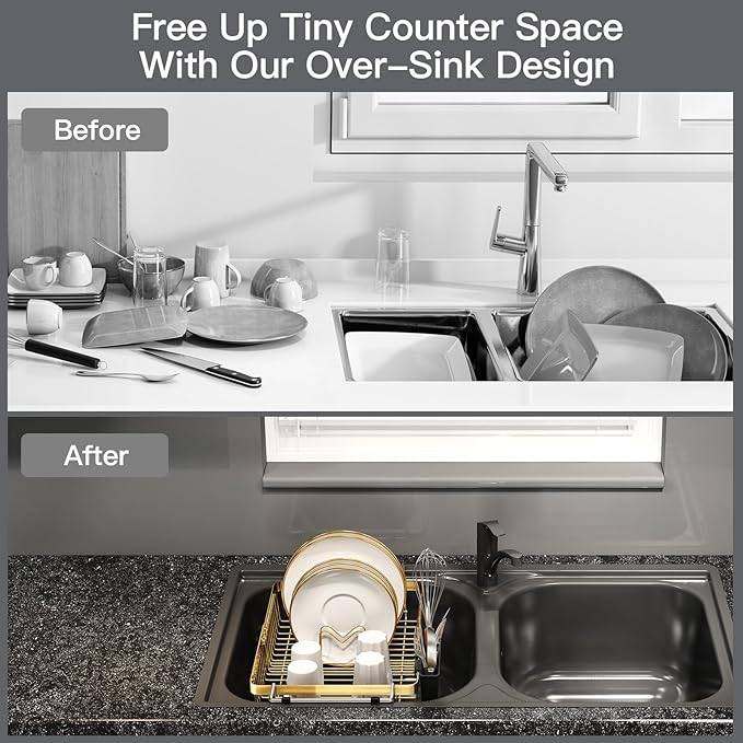 MAJALiS Dish Drying Rack Over The Sink, Expandable Stainless Steel Dish Drainer - Image 2
