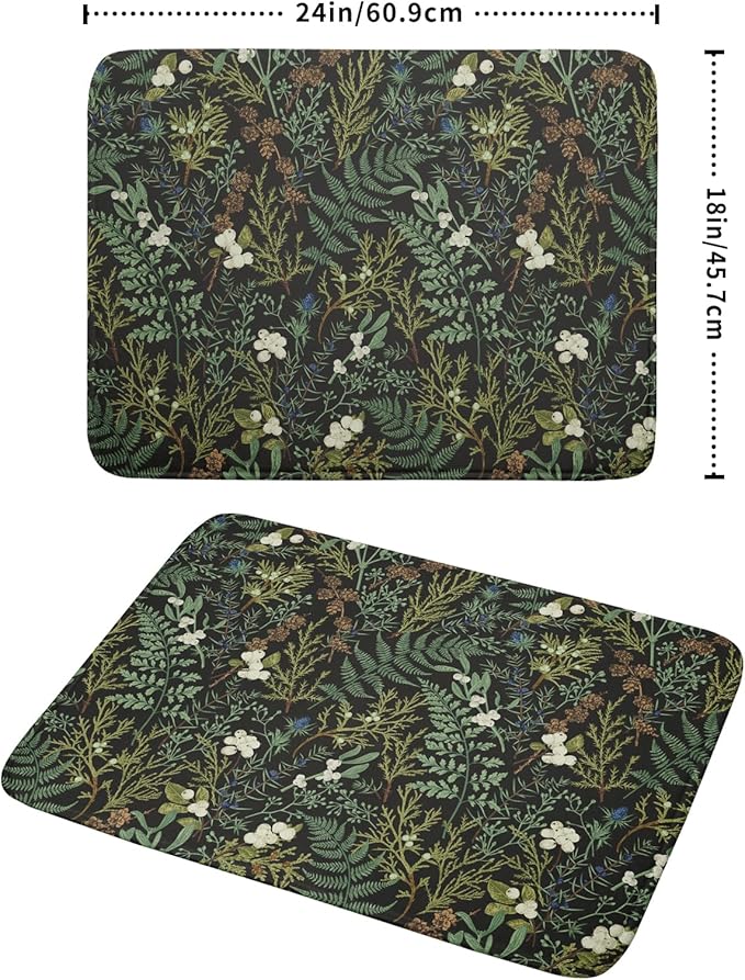 Green Plants Dish Drying Mat for Kitchen Counter Microfiber Absorbent Dish - Image 2