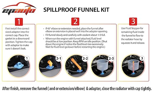 EPAuto Spill Proof Radiator Coolant Filling Funnel Kit - Image 3