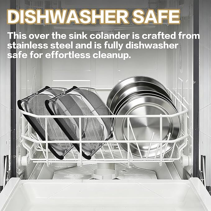 Over the Sink Colander - 6QT Strainers and Colanders - Stainless Steel Strainer - Image 7