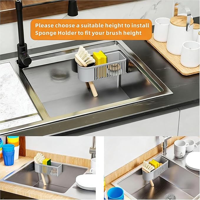 SuoXing Inside Sink Sponge Holder, Plastic Dish Sink Organizer - Image 4