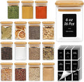 ComSaf 16Pcs Spice Jars with Labels, Glass Jar with Bamboo Lid, 6oz Airtight by ComSaf