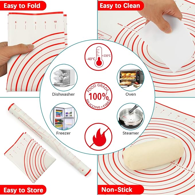 MIKULA Rolling Pin, Rolling Pins Thickness Rings and Silicone Baking Pastry Mat - Image 3