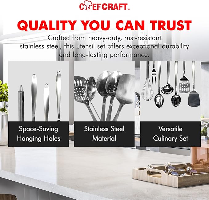 Chef Craft Select Kitchen Tool and Utensil Set, 6 Piece Set, Stainless Steel - Image 6