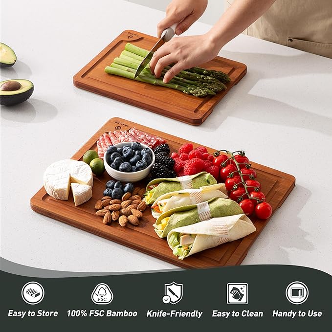 Bamboo Cutting Board Set Non Slip Feet Over Sink Day Gifts Best Mama Mommy - Image 8