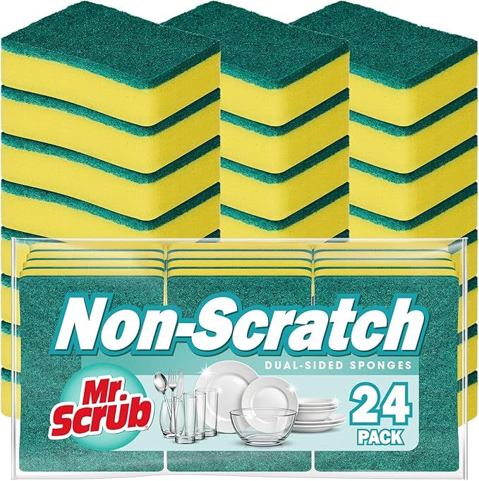 Mr. Scrub Sponges Kitchen Scrub Dish Sponge Scouring Pad, 24 Pack Cleaning by MrScrubCleaninghelpers