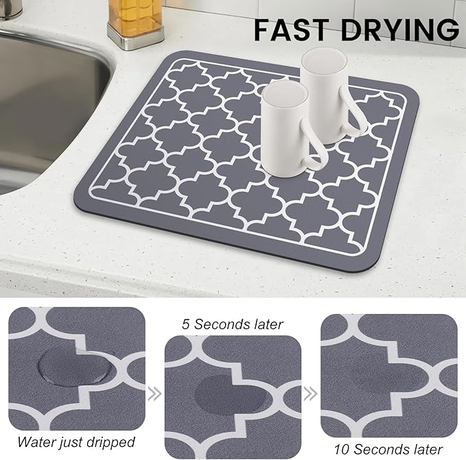 WISELIFE Dish Drying Mat Super Absorbent Drying Mat Large Dish Drying Mats - Image 4