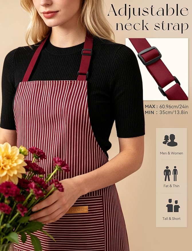 2 Pack Kitchen Cooking Aprons, Soft Aprons - Image 5
