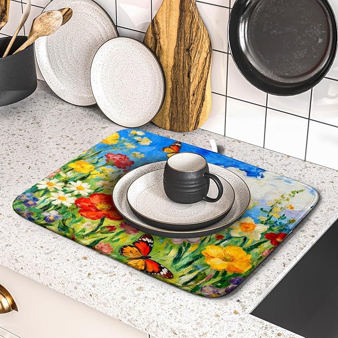 Cute Floral Dish Drying Mat Small - Image 5