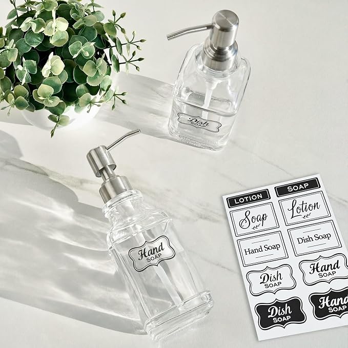 JASAI 2Pack Antique Design Glass Soap Dispenser - Image 7
