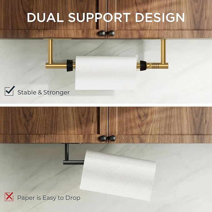 FORIOUS Paper Towel Holder Under Cabinet, Single Hand Operable - Image 3