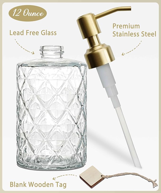 JASAI Diamond Design Glass Soap Dispenser - Image 2