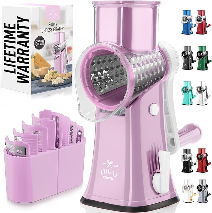 Zulay Kitchen Rotary Cheese Grater 5 Blade Cheese Shredder by ZulayKitchen