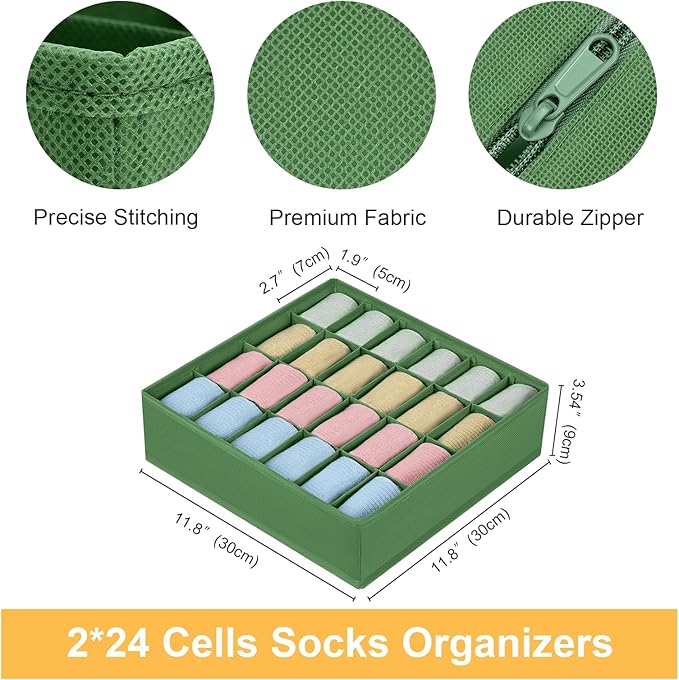 Joyoldelf Sock Drawer Organizer Divider 2 Packs Underwear Organizer, 24 Cell - Image 2