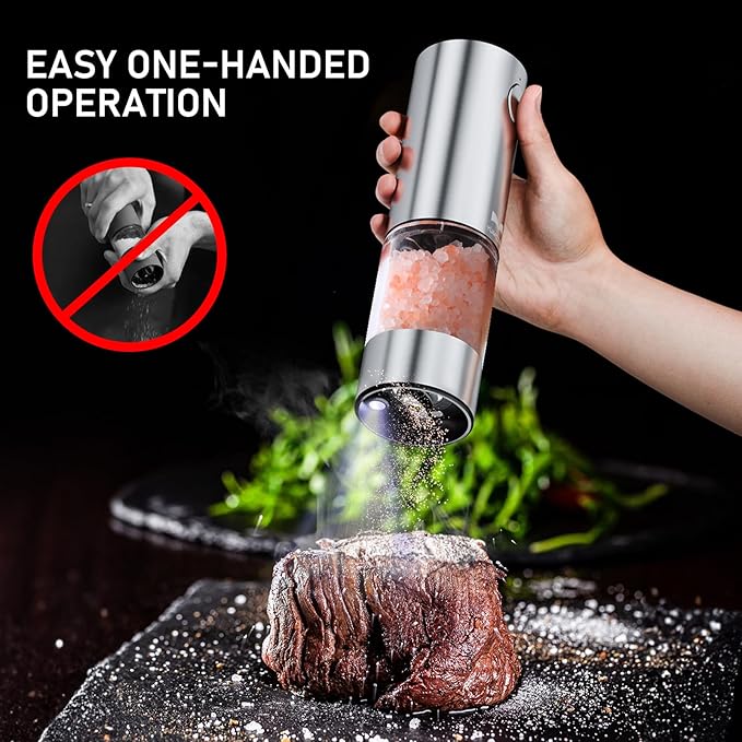 Electric Salt and Pepper Grinder Set Rechargeable, Yumcian Automatic Shakers Set - Image 4