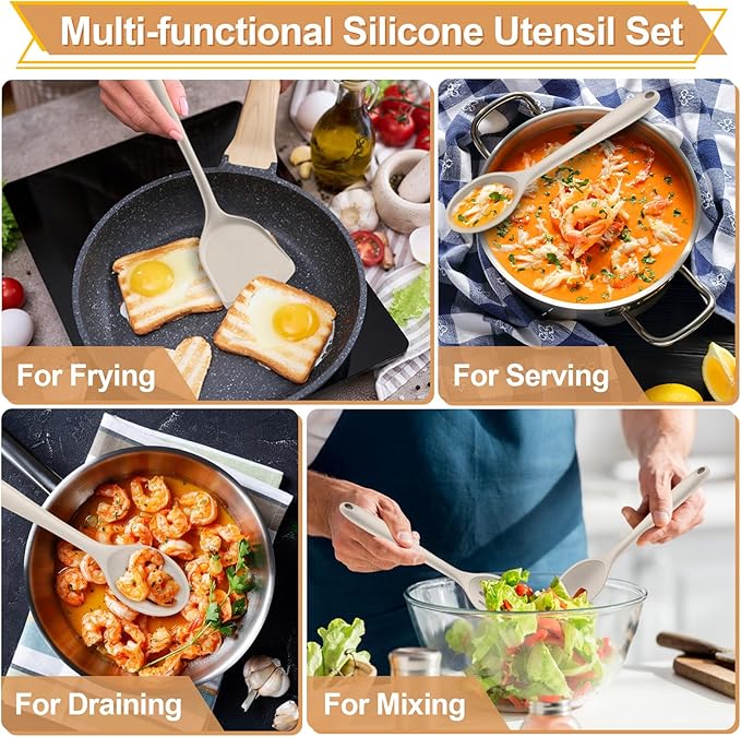 P&P CHEF Kitchen Utensil Set, 4 Pieces Non-stick Silicone Cooking Utensils - Image 5