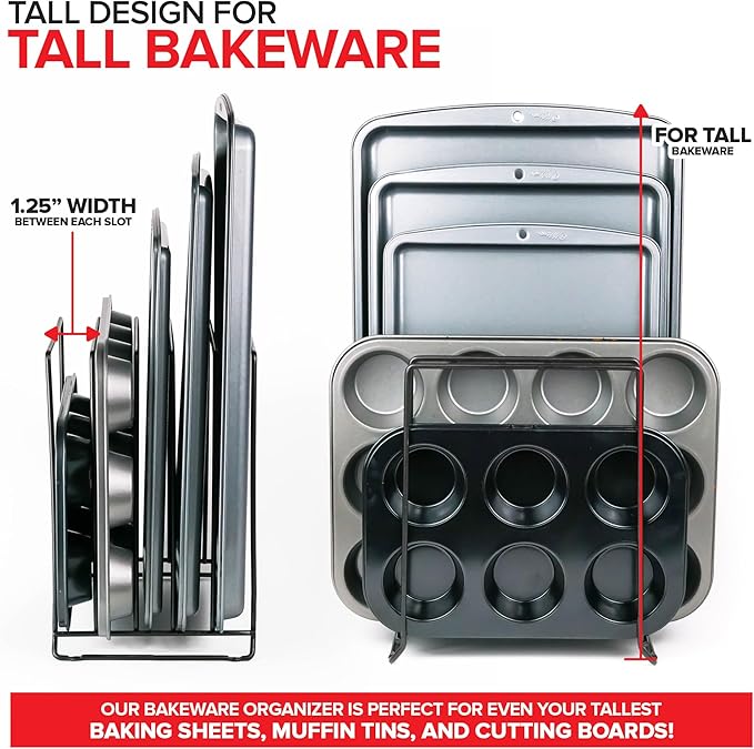 Stock Your Home Black Extra Tall Steel Baking Pan Organizer Rack - Image 5