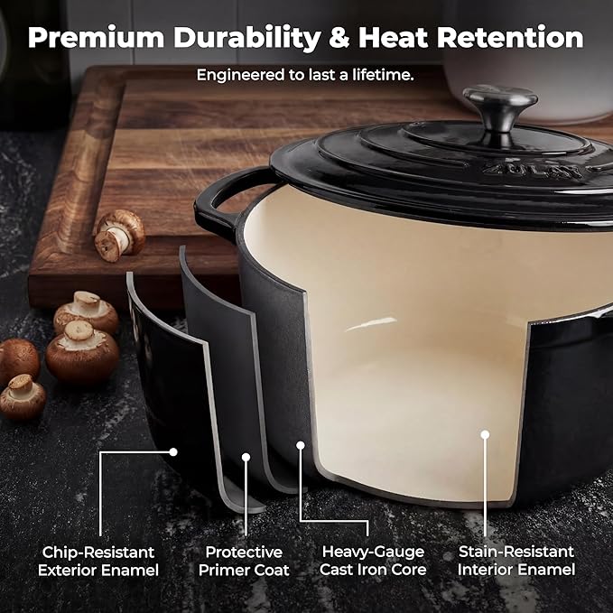 Zulay Kitchen 5 Quart Enameled Cast Iron Dutch Oven Pot - Image 5