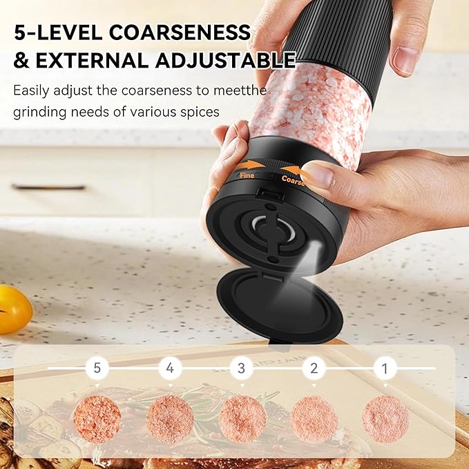 Electric Salt and Pepper Grinder Set, Upgrade 2-Speed Setting, External 5 - Image 3