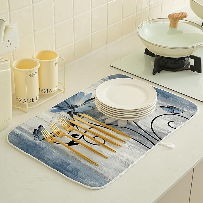 Floral Dish Drying Mat 18x24 Inches - Image 6
