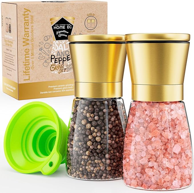 Home EC Original Gold Salt and Pepper Grinder Set of 2 by HOMEEC