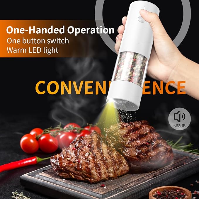 2Pack Electric Salt and Pepper Grinder Set USB Rechargeable - Image 2