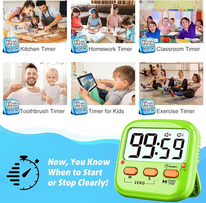 2 Pack Digital Timer for Kids, Magnetic Kitchen Timers for Cooking, Oven Baking - Image 7
