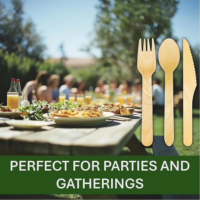 Disposable Wooden Cutlery Set 360 PCS - Image 4