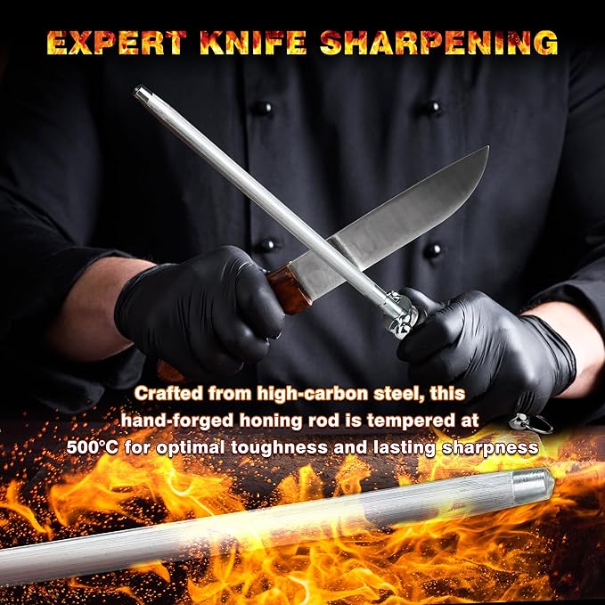 Knife Sharpener Rod, Kitchen Knives Sharpener Carbon Steel Professional Knife - Image 2