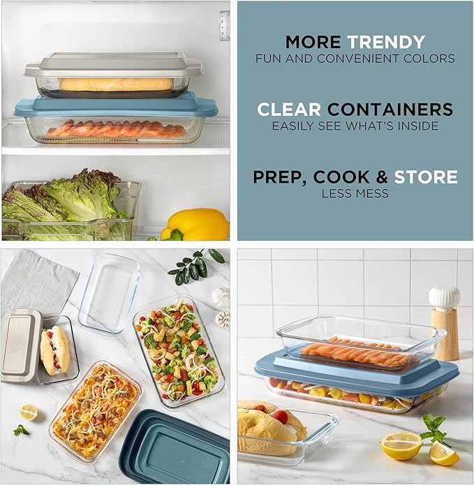 COOK WITH COLOR 8-Piece Deep Glass Baking Dish Set with Plastic Lids – - Image 7