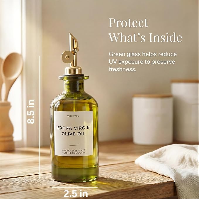 Verspace UV-Protected Green Glass Olive Oil Dispenser Bottles - Image 3