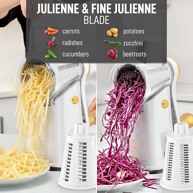 Zulay Kitchen Rotary Cheese Grater 5 Blade Cheese Shredder - Image 6