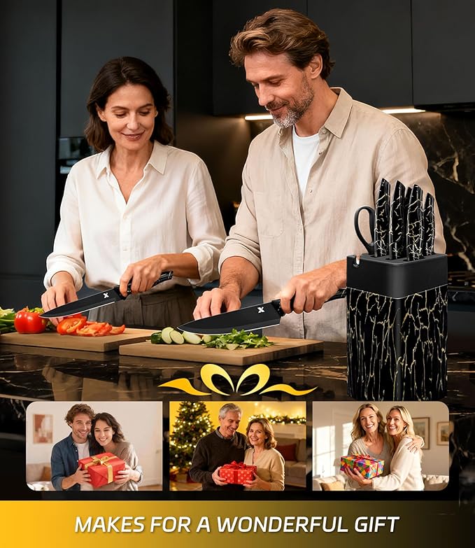 Knife Set, 8 Pieces Kitchen Knife Block Sets, High Carbon German Stainless Steel - Image 6